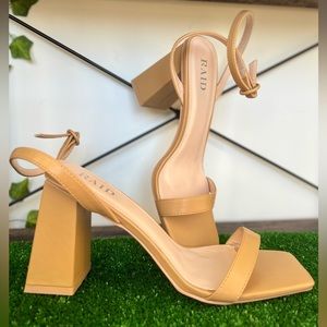 Elegant square toe, square heel, ankle strap sandal